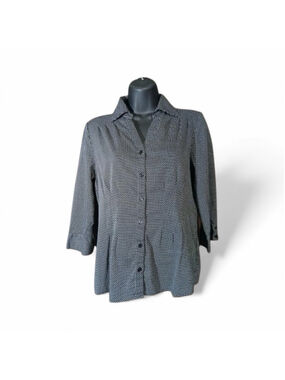 Fred David Women's Black & White Polka Dot Button-Down Top – Size S – JC123